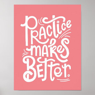 Poster Pôster Cor-de-Rosa Personalizável Prática Leva à P
