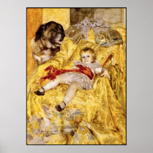 Poster Poster: Criança & St Bernard: Arte por Anders Zor