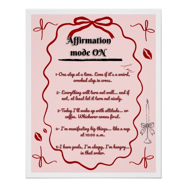 Póster Poster cute affirmations funny aesthetic mindset (Frente)