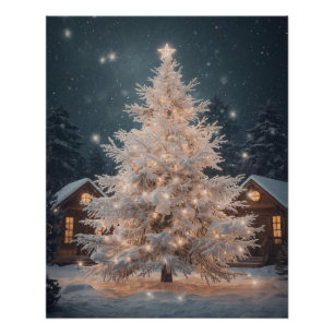 Póster Poster da Árvore de Natal Branca Lumineo & Cabines