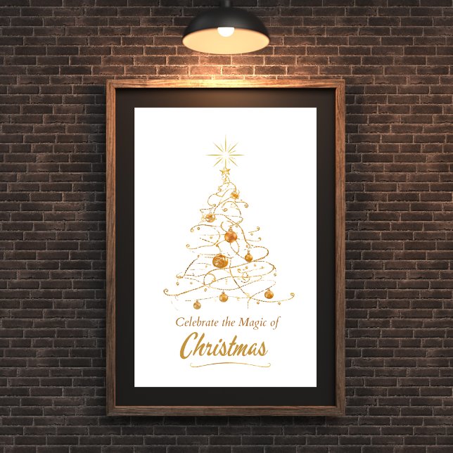 Poster Pôster da Árvore de Natal com Brilho Dourado (Criador carregado)