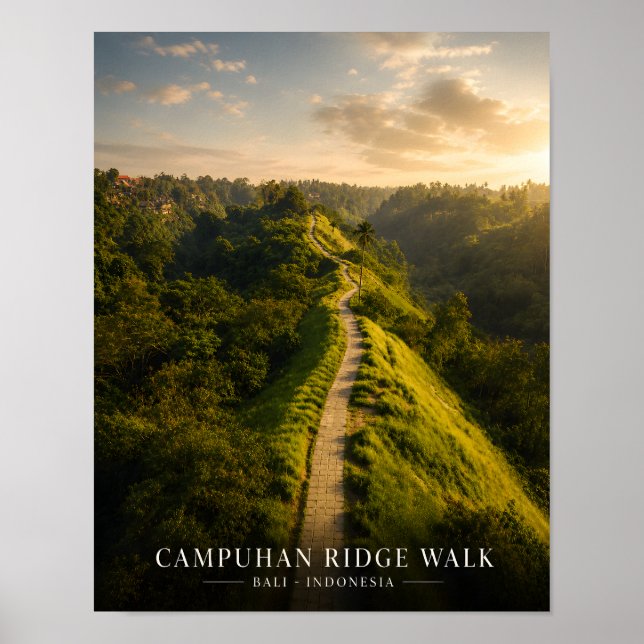 Poster Pôster da Caminhada da Crista de Campuhan em Bali (Frente)
