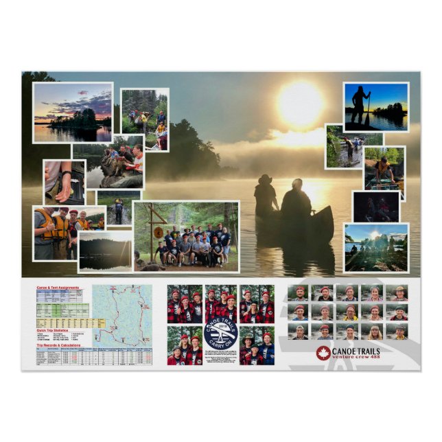 Póster Poster da Canoe Trails 2018, Viagem Canadiana (Frente)