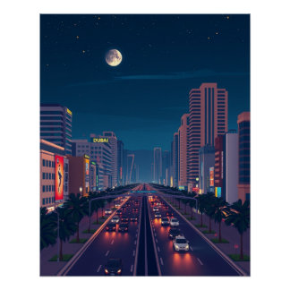 Póster Poster da Cidade de Dubai dos Emirados Árabes Unid