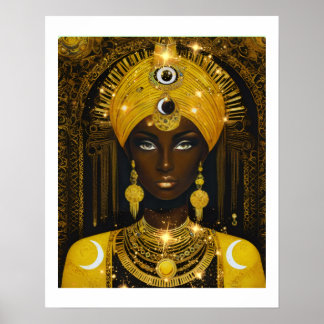Poster Pôster da Deusa Africana Dourada - Rainha Afrocent