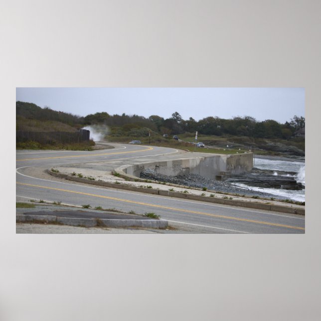 Poster Pôster da Estrada de Rhode Island pelo Oceano (Frente)