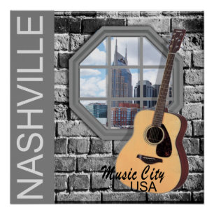 Póster Poster da janela da cidade da música de Nashville