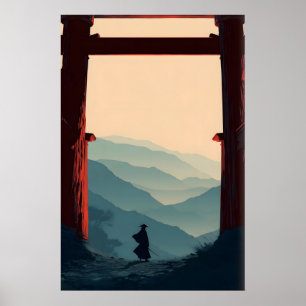 Poster Pôster da Montanha Samurai Espadachim Solitário, T