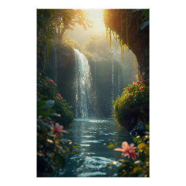 Póster Poster da natureza da cascata encantada