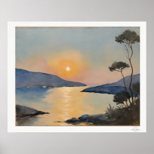 Poster Pôster da Paisagem da Baía do Pôr do Sol