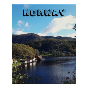 Póster Poster da paisagem de Noruega