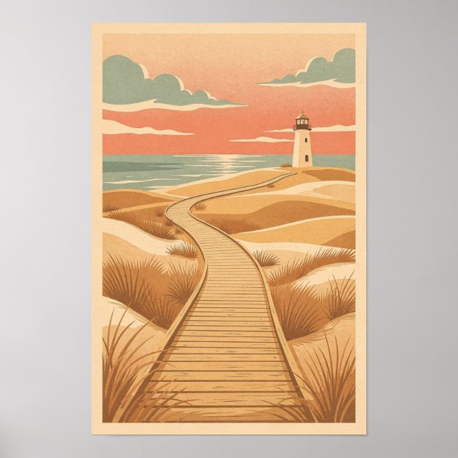 Poster Pôster da Passarela da Duna Dourada e Farol (Frente)