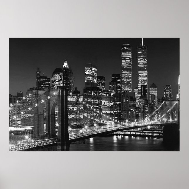 Póster Pôster da Ponte de Brooklyn Preto e Branco Nova Yo (Frente)