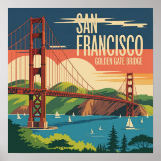 Poster Pôster da Ponte Golden Gate | San Francisco Vintag