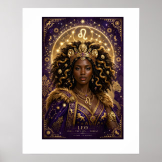 Poster Pôster da Rainha Africana de Leão Zodíaco