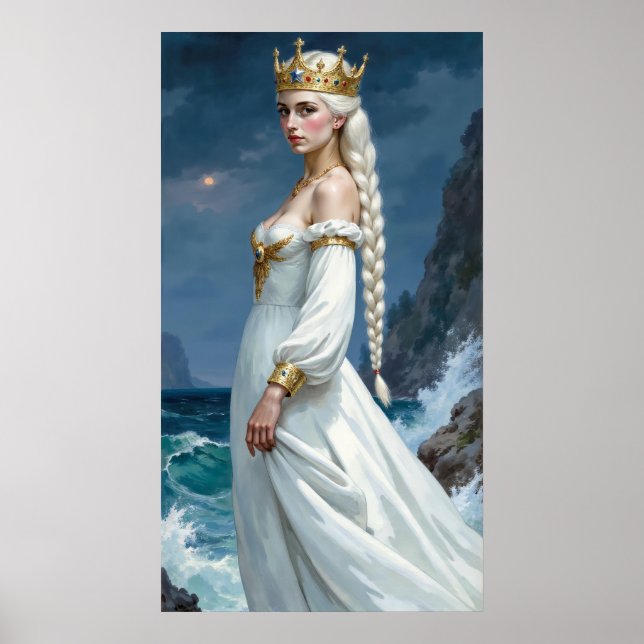 Poster Pôster da Rainha de Fantasia Anime de Cabelo Branc (Frente)
