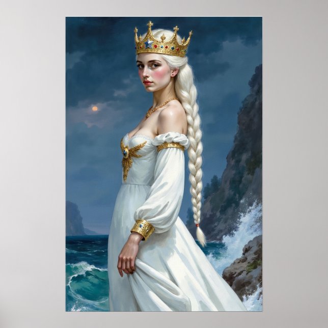 Poster Pôster da Rainha de Fantasia Anime de Cabelo Branc (Frente)