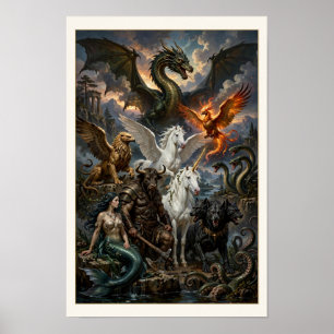 Poster Pôster das Dez Criaturas Lendárias Mitológicas - M