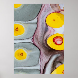 Poster Pôster de Abstração Rosa, Amarelo e Cinza