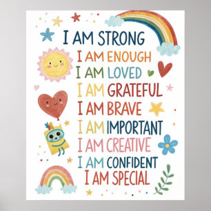 Poster Pôster de Afirmações Positivas Arco-íris para Cria