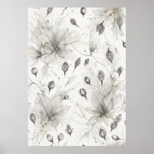 Poster Pôster de aguarela de vagens de sementes botânicas