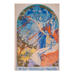 Póster Poster de Alphonse Mucha para o Festival de Sokol