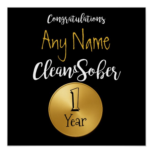 Póster Poster de aniversário de aniversário de Sobriedade (Frente)