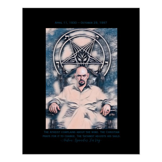 Póster Pôster de Anton LaVey com datas e citação! (Frente)