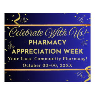 Póster Poster de Apreciação Farmacêutica Confetti Dourada