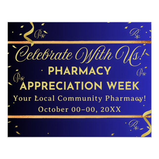 Póster Poster de Apreciação Farmacêutica Confetti Dourada (Frente)