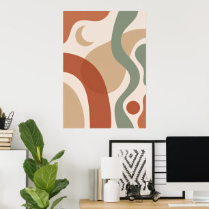 Poster Pôster de Arte Abstrata Boho Terracota e Sage de M