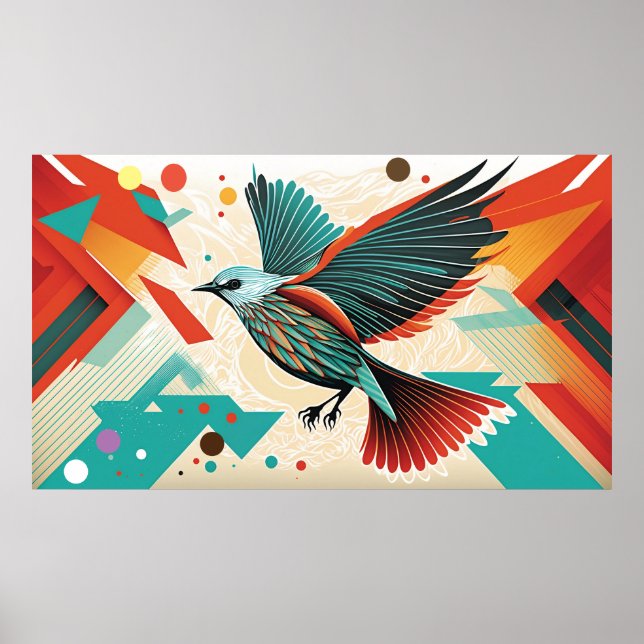 Poster Pôster de Arte Abstrata de Pássaro (Frente)