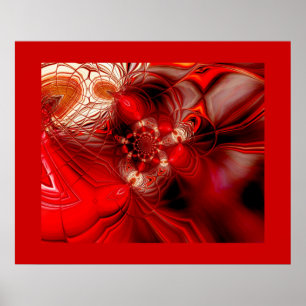 Poster Pôster de Arte Abstrata Envolvido em Vermelho 2