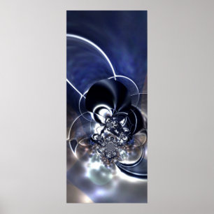 Poster Pôster de Arte Abstrata Metal Reflete Azul