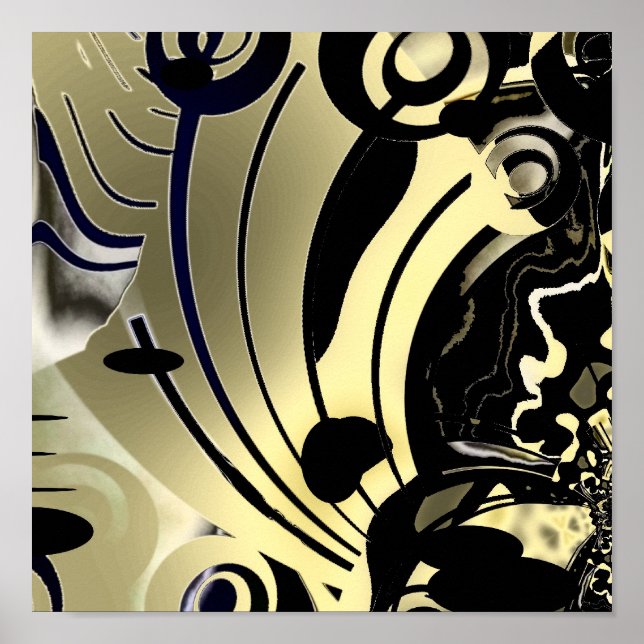 Póster Pôster de Arte Abstrata Noite Dourada (Frente)