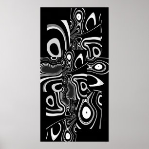 Poster Pôster de Arte Abstrata Ultra Moderno Preto Branco