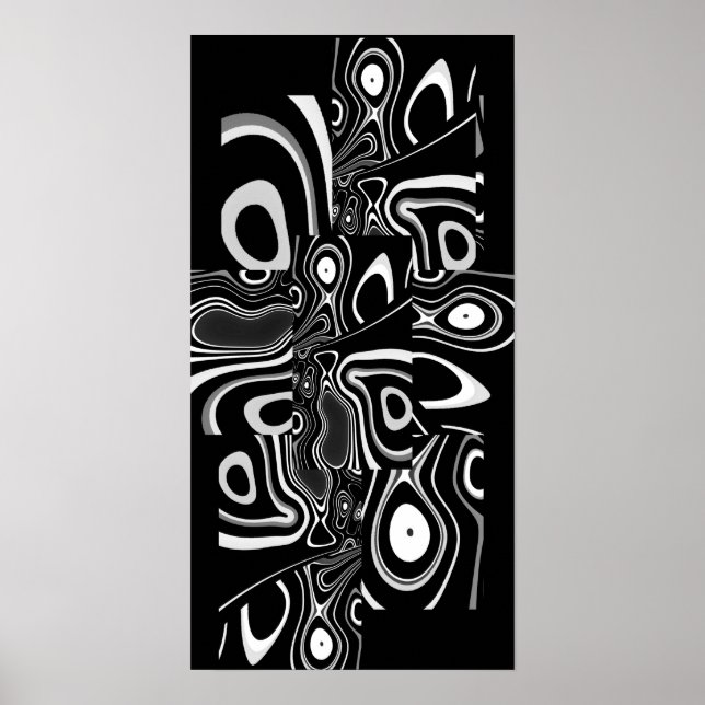 Poster Pôster de Arte Abstrata Ultra Moderno Preto Branco (Frente)
