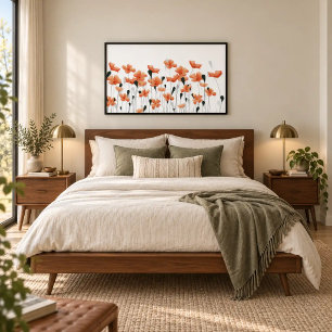 Poster Pôster de Arte Botânica Moderna com Papoulas e Luz