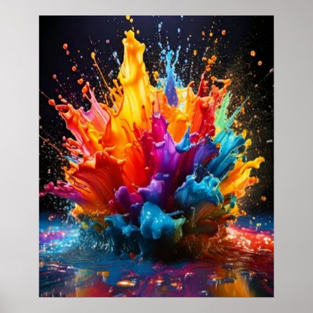 Poster Pôster de Arte com Explosão de Tinta Viva Respinga (Frente)