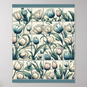 Poster Pôster de Arte com Padrão de Tulipa