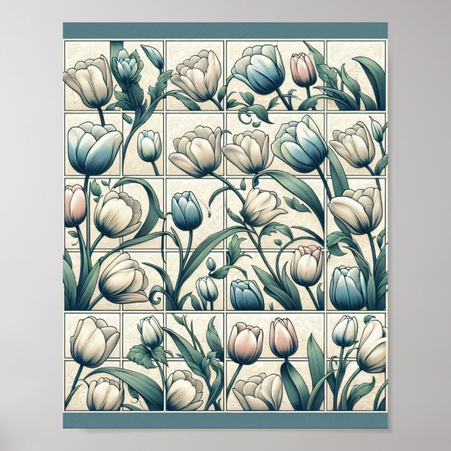 Poster Pôster de Arte com Padrão de Tulipa (Frente)