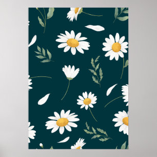 Poster Pôster de Arte com Padrão Floral de Margarida Eleg