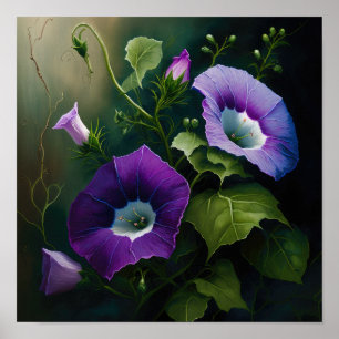 Poster Pôster de Arte da Flor de Ipomoea Purpurea
