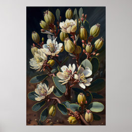 Poster Pôster de Arte da Flor de Jojoba Branca 