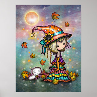 Poster Pôster de Arte da Pequena Bruxa e Gato Viajante