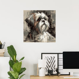 Poster Pôster de Arte de Cachorro Shih Tzu
