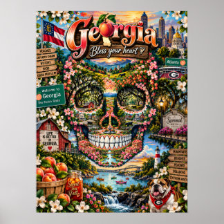 Poster Pôster de Arte de Caveira da Geórgia - Estado de E