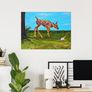 Poster Pôster de Arte de Cervo "Surpresa de Sorvete"