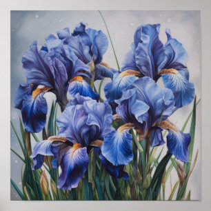 Poster Pôster de Arte de Flor de Íris Azul