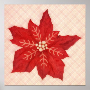 Poster Pôster de Arte de Flor de Poinsettia Vermelha para